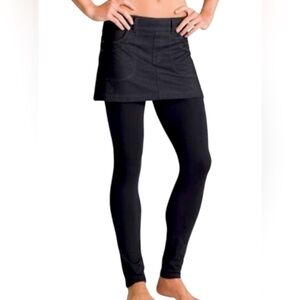 Athleta Black Skirted Leggings with Attached Mini Skirt